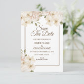 Witte Roze Bloemrijke Lijst Moderne Trouw Save The Date (Staand voorkant)