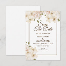 Witte Roze Bloemrijke Lijst Moderne Trouw Save The Date