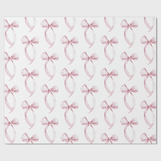 Witte Roze Bogen Verjaardag Cadeaupapier (Vlak)