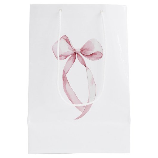 Witte Roze Bogen Verjaardag Medium Cadeauzakje (Achterkant)