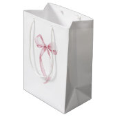 Witte Roze Bogen Verjaardag Medium Cadeauzakje (Achterkant Gekanteld)