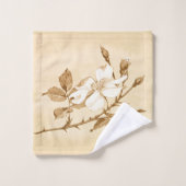witte roze botanische blokpatroon bad handdoek (Wasdoekje)