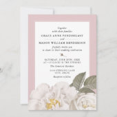 witte roze botanische Floral roze bruiloft Kaart (Voorkant)