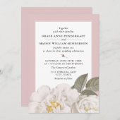 witte roze botanische Floral roze bruiloft Kaart (Voorkant / Achterkant)