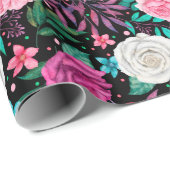 Witte Roze Bourgogne Rozen Bruiloft Inpakpapier (Rol Hoek)