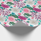 Witte Roze Bourgogne Rozen Bruiloft Inpakpapier (Hoek)