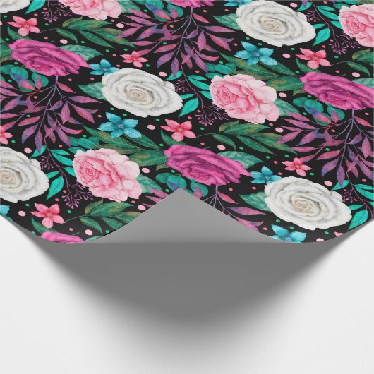 Witte Roze Bourgogne Rozen Huwelijk Inpakpapier (Hoek)