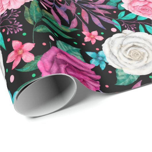 Witte Roze Bourgogne Rozen Huwelijk Inpakpapier (Rol Hoek)