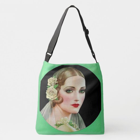 witte roze briddedruk crossbody tas (Achterkant)