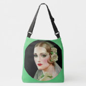 witte roze briddedruk crossbody tas (Voorkant)