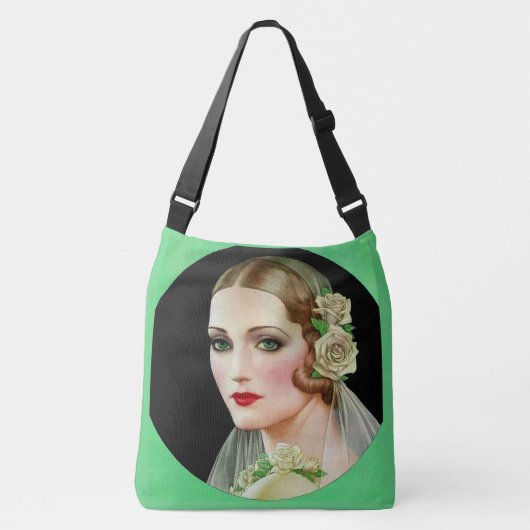 witte roze briddedruk crossbody tas (Voorkant)