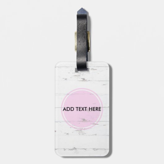 witte roze bruinhoutmonogram bagagelabel (Achterkant verticaal)