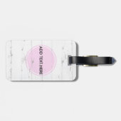 witte roze bruinhoutmonogram bagagelabel (Achterkant horizontaal)