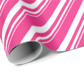Witte Roze Candy Cane Stripe Vakantie Cadeaupapier (Rol Hoek)