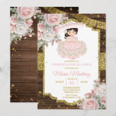 Witte & Roze Charro Presentación de Tres Años Niña Kaart (Voorkant / Achterkant)