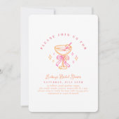 Witte Roze Cocktail Bruidsdouche Boog Kaart (Voorkant)