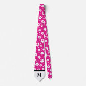 Witte & Roze Daisies Monogramed stropdas (Voorkant)