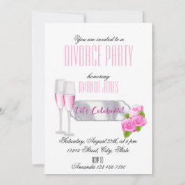 Witte roze elegante champagne scheidingspartij kaart