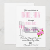 Witte roze elegante champagne scheidingspartij kaart (Voorkant / Achterkant)