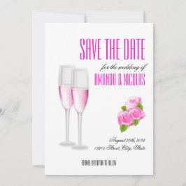 Witte roze elegante moderne Save The Date-huwelijk Kaart