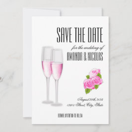 Witte roze elegante moderne Save The Date Huwelijk Kaart