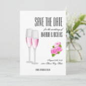 Witte roze elegante moderne Save The Date Huwelijk Kaart (Staand voorkant)