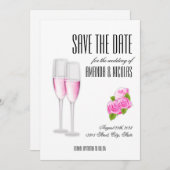Witte roze elegante moderne Save The Date Huwelijk Kaart (Voorkant / Achterkant)