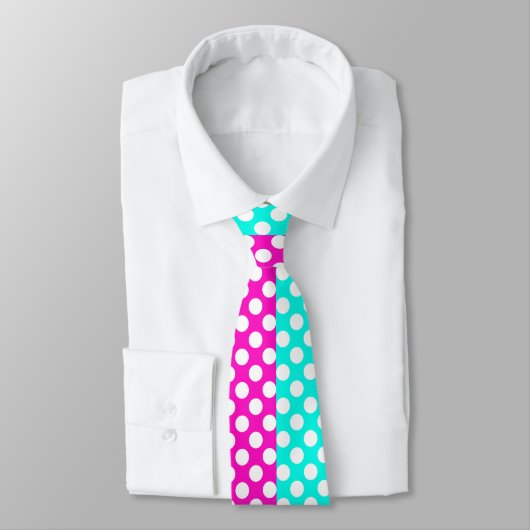 Witte, Roze en Blauwe Polka Dot Stropdas (Gebonden)