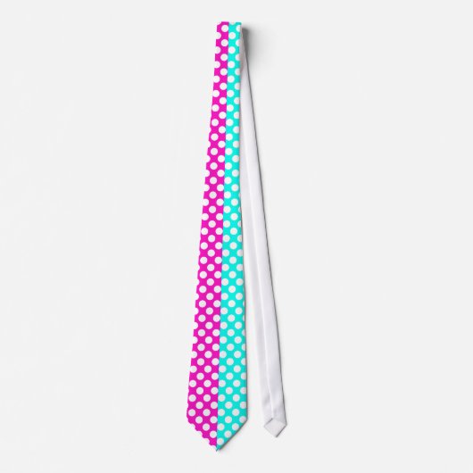 Witte, Roze en Blauwe Polka Dot Stropdas (Voorkant)