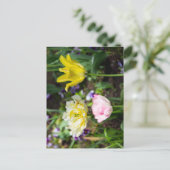 Witte, roze en gele tulpen in de tuin  briefkaart (Staand voorkant)