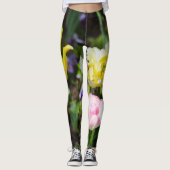 Witte, roze en gele tulpen in de tuin leggings (Voorkant)