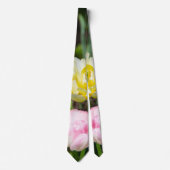 Witte, roze en gele tulpen in de tuin stropdas (Voorkant)