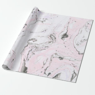 Witte roze en grijze marmer cadeaupapier
