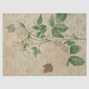 witte roze en vlinderontbinding tissuepapier