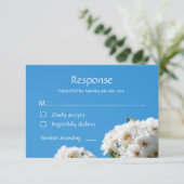 Witte roze flora RSVP kaartje (Staand voorkant)