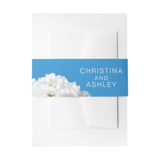 Witte roze flora uitnodigingen wikkel (Voorkant Voorbeeld)