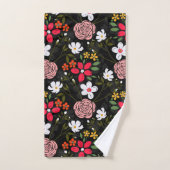 witte roze Floral Black penseelstreken Bad Handdoek (Handdoek)