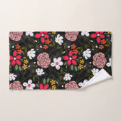 witte roze Floral Black penseelstreken Bad Handdoek (Handdoek)