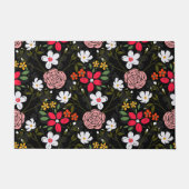 witte roze Floral Black penseelstreken Deurmat (Voorkant)
