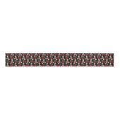 witte roze Floral Black penseelstreken Grosgrain Lint (Voorkant)