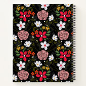  witte roze Floral Black penseelstreken Notitieboek (Achterkant)
