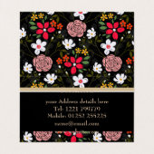  witte roze Floral Black penseelstreken Visitekaartje (Binnenkant ongevouwen)