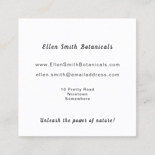 Witte roze florale visitekaartje (Achterkant)