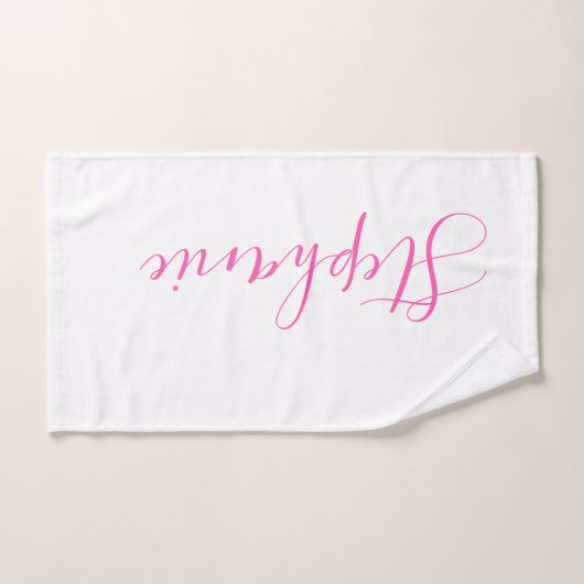 Witte roze gepersonaliseerde monogram yoga handdoe handdoek (Handdoek)