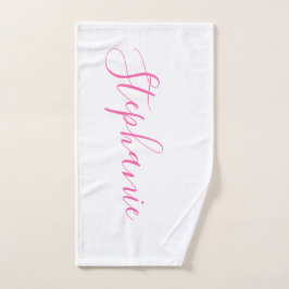 Witte roze gepersonaliseerde monogram yoga handdoe handdoek