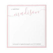 Witte roze, gepersonaliseerde naam | van de bureau notitieblok (Voorkant)