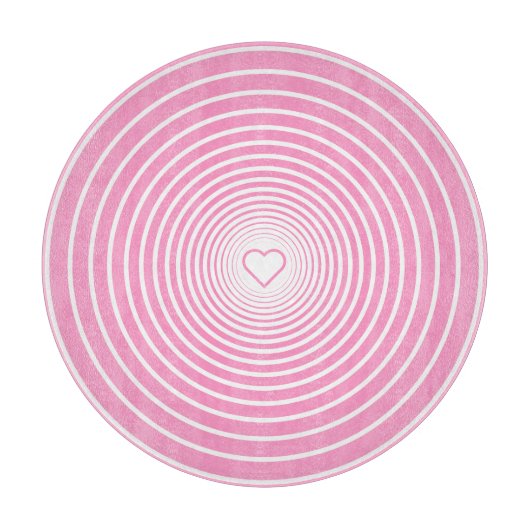 Witte Roze Gestreepte Snijplank met Hart (Voorkant)