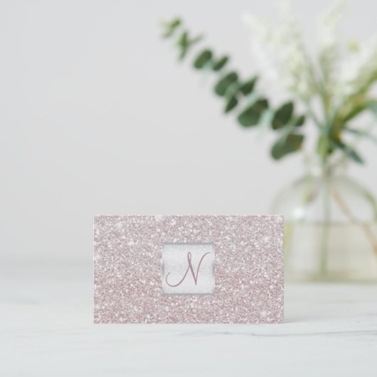 Witte Roze Glitter Chic Glam Glitzy Salon Spa Visitekaartje (Staand voorkant)