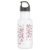 Witte roze glitter harten monogram initiaal waterfles (Achterkant)