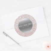 Witte Roze Glitter & Zilveren Elegante Huwelijksgu Ronde Sticker (Envelop)